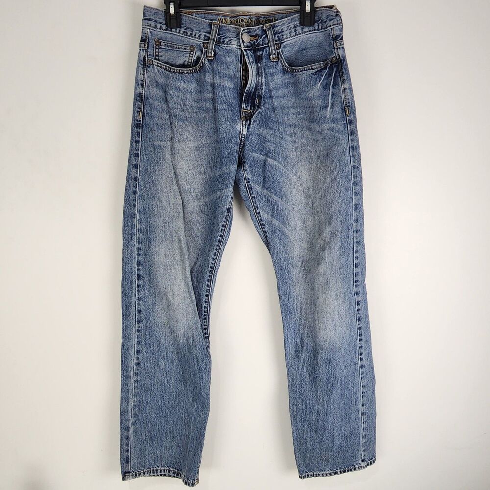 American Eagle Jeans Mens 30x34 Blue Denim Relaxed Fit 100% Cotton Dark Wash